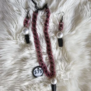 Coffin Chainmail Necklace and Earring Set