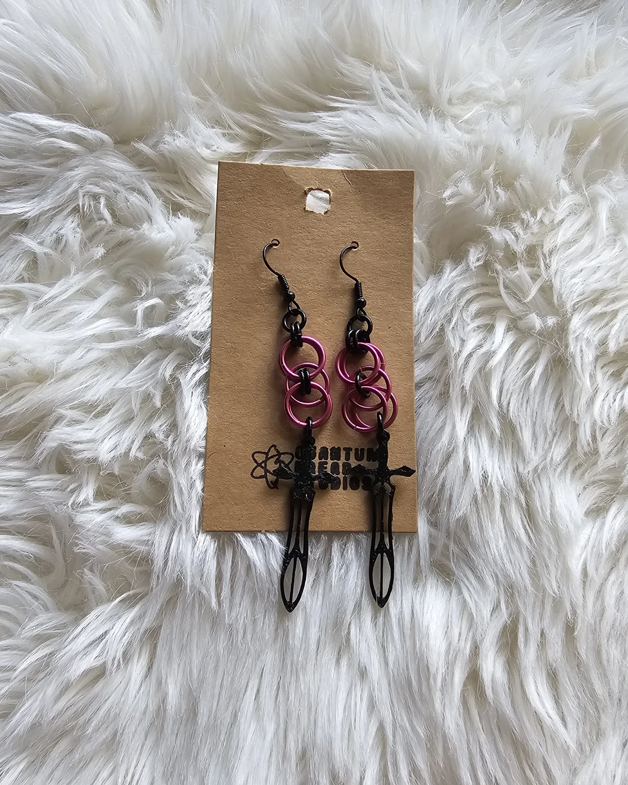 Pink Helm Dagger Earrings