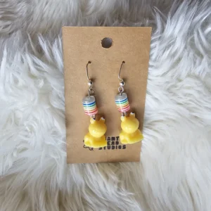 Yellow Rainbow Frog Earrings
