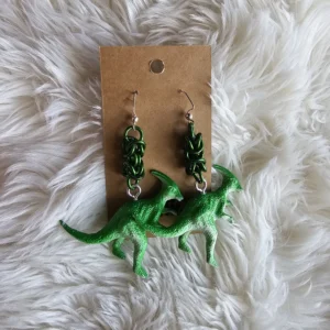 Green Byzantine Dino Dangler Earrings