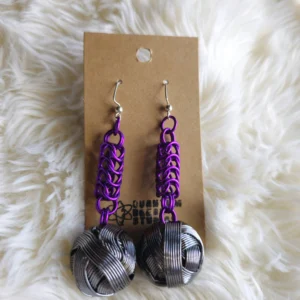 Purple Boxy Ball Earrings