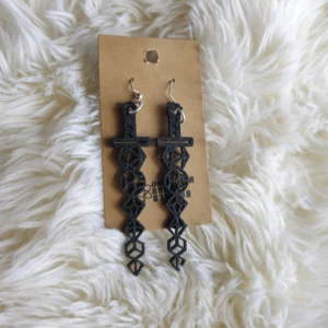 Black Dice Sword Earrings