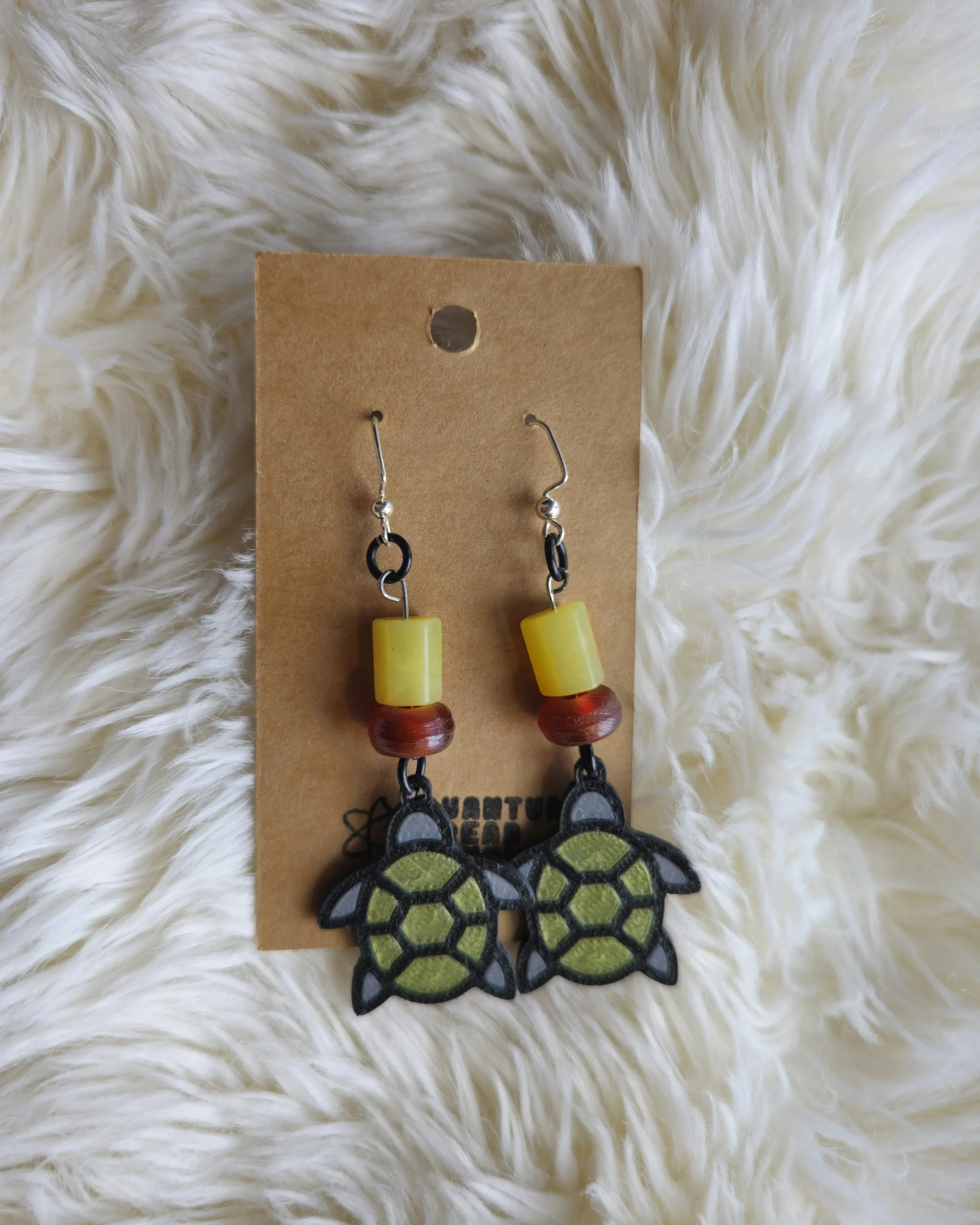 Green and Brown Turtle Earrings