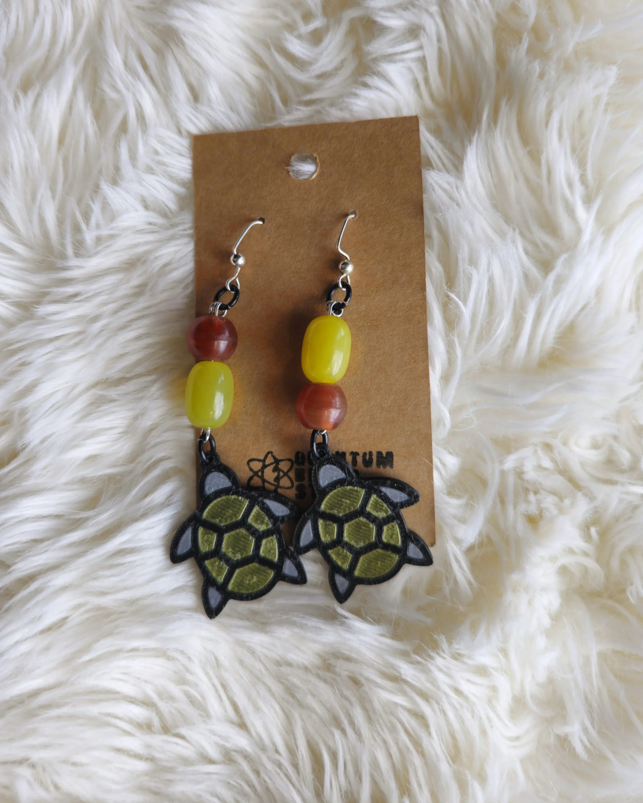Green and Brown Turtle Earrings - Image 3