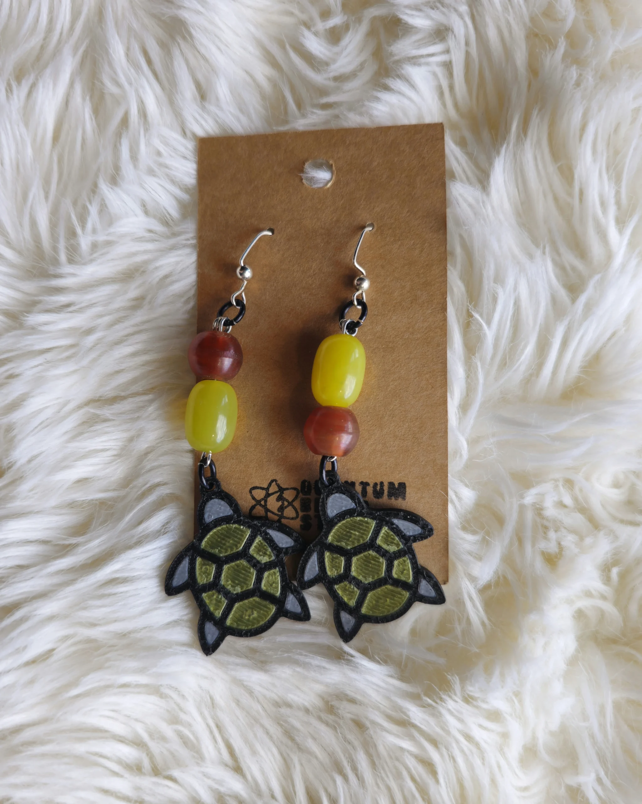 Green and Brown Turtle Earrings - Image 2