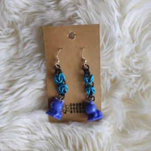 Blue Byzantine Frog Earrings